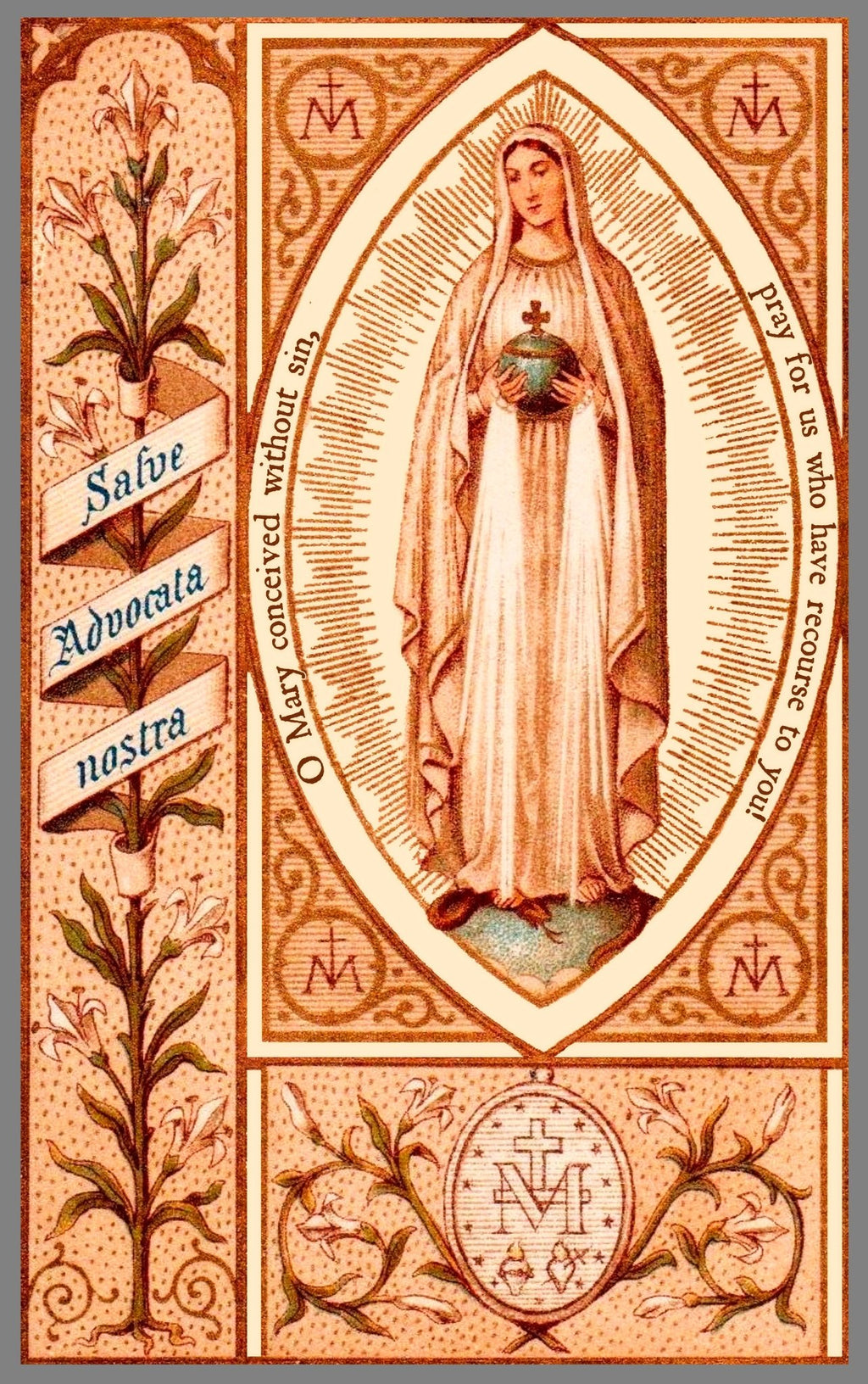 Our Lady "Salve Advocata Nostra" Holy Card T-Shirt - Catholicamtees