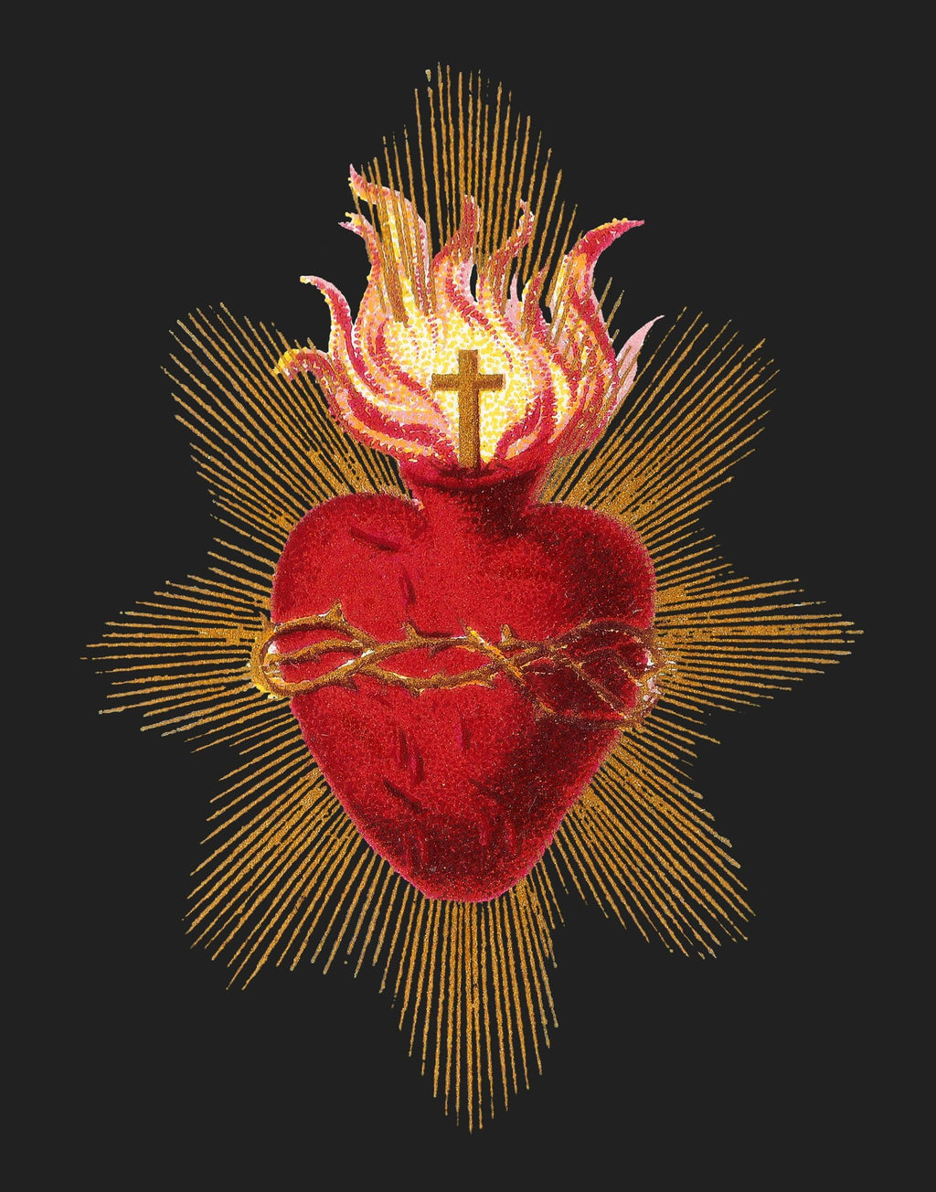 Sacred Heart of Jesus from Antique Holy Card T-Shirt - Catholicamtees