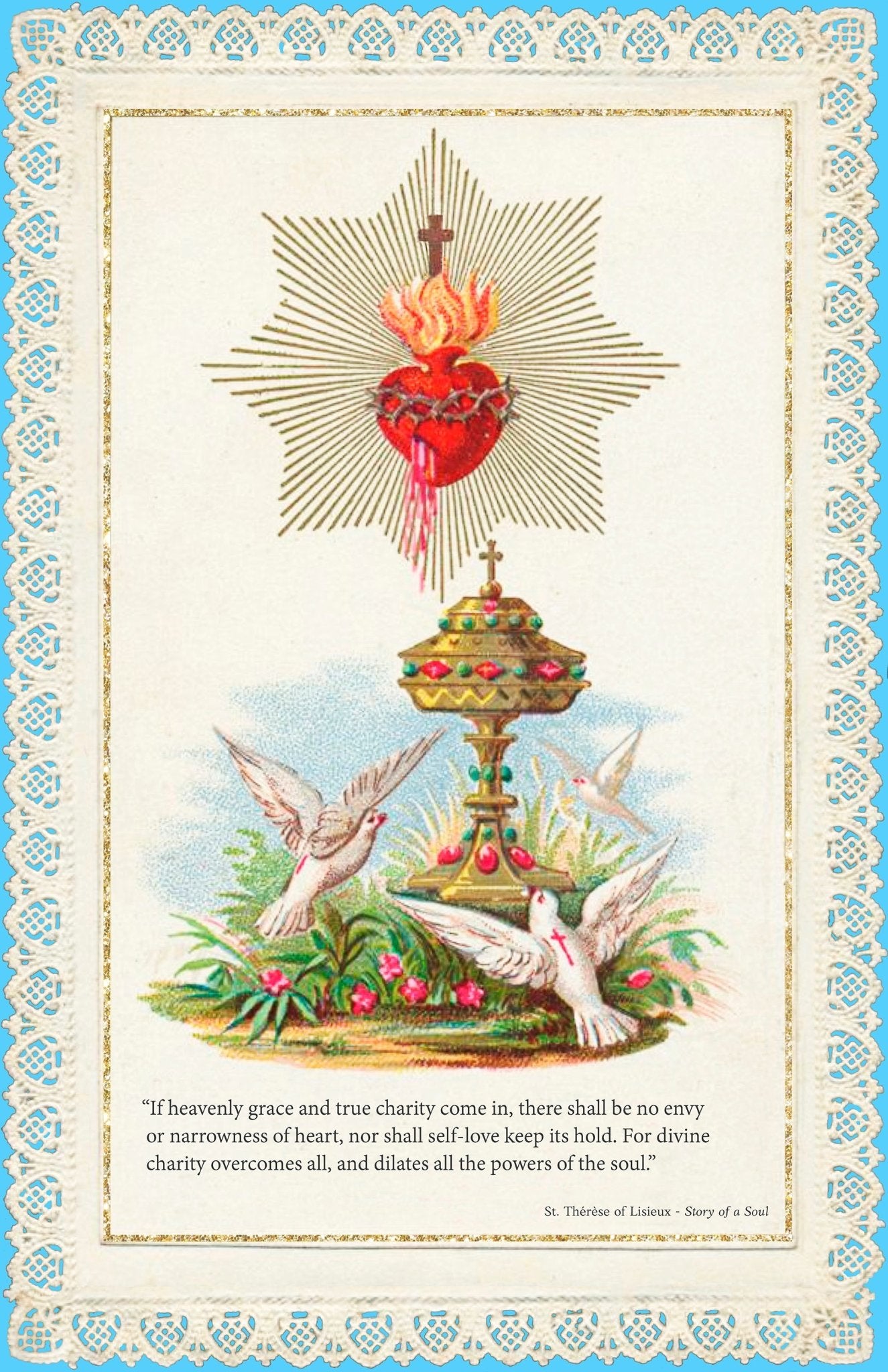 Sacred Heart of Jesus with quote from St. Thérèse's "Story of a Soul" Poster - Catholicamtees