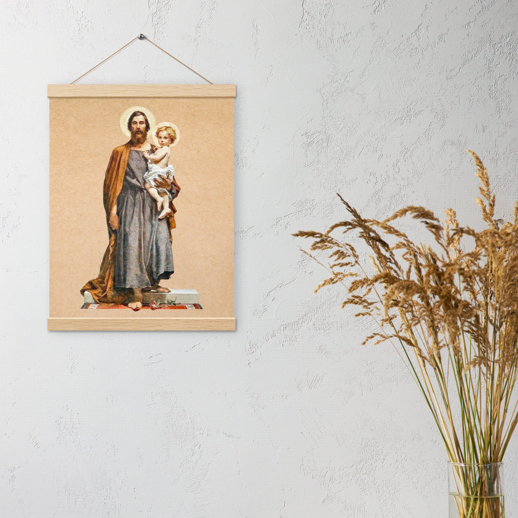 St. Joseph with Christ Child Mosaic Ready of Hang Poster 12"x16" - Catholicamtees