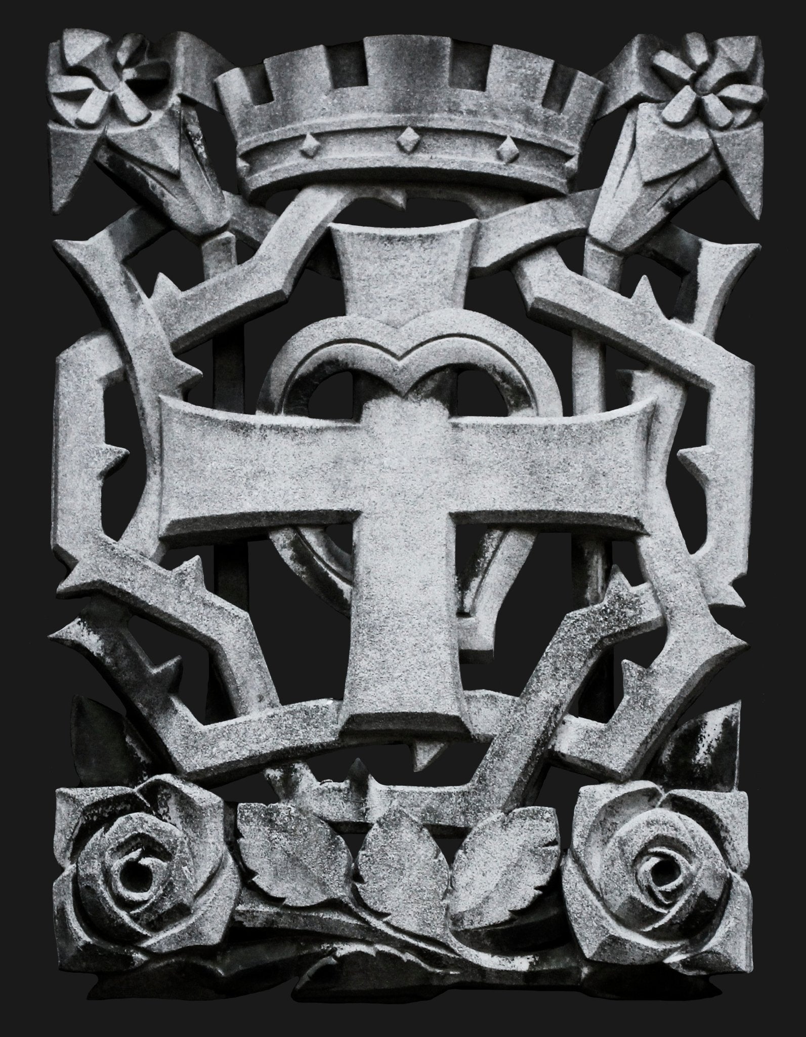 Cross and Crown Stonework T-Shirt - Catholicamtees