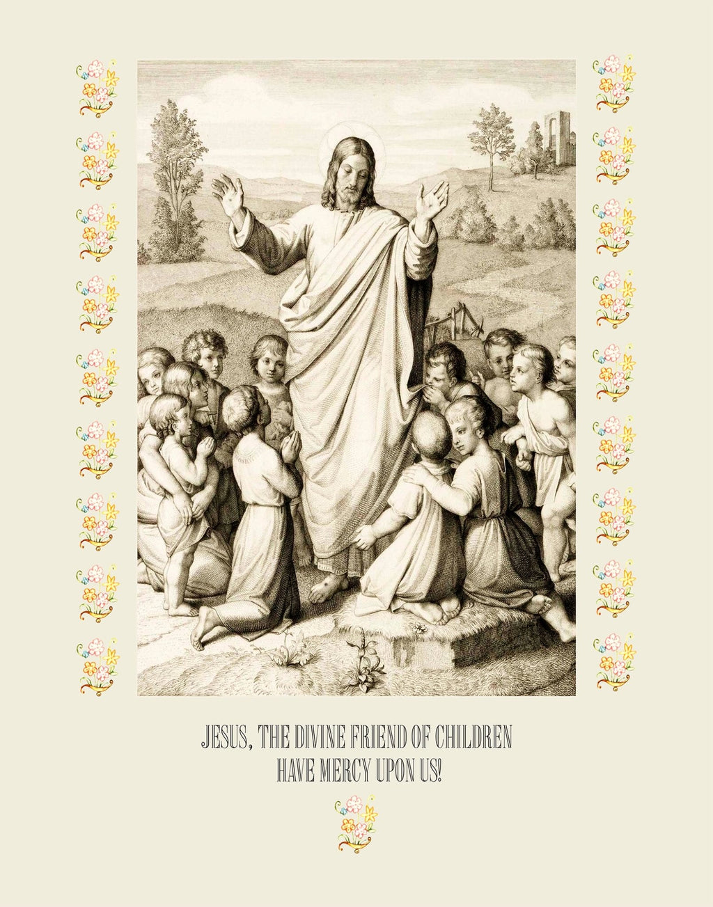 Jesus the Divine Friend of Children Memorial Poster - Catholicamtees