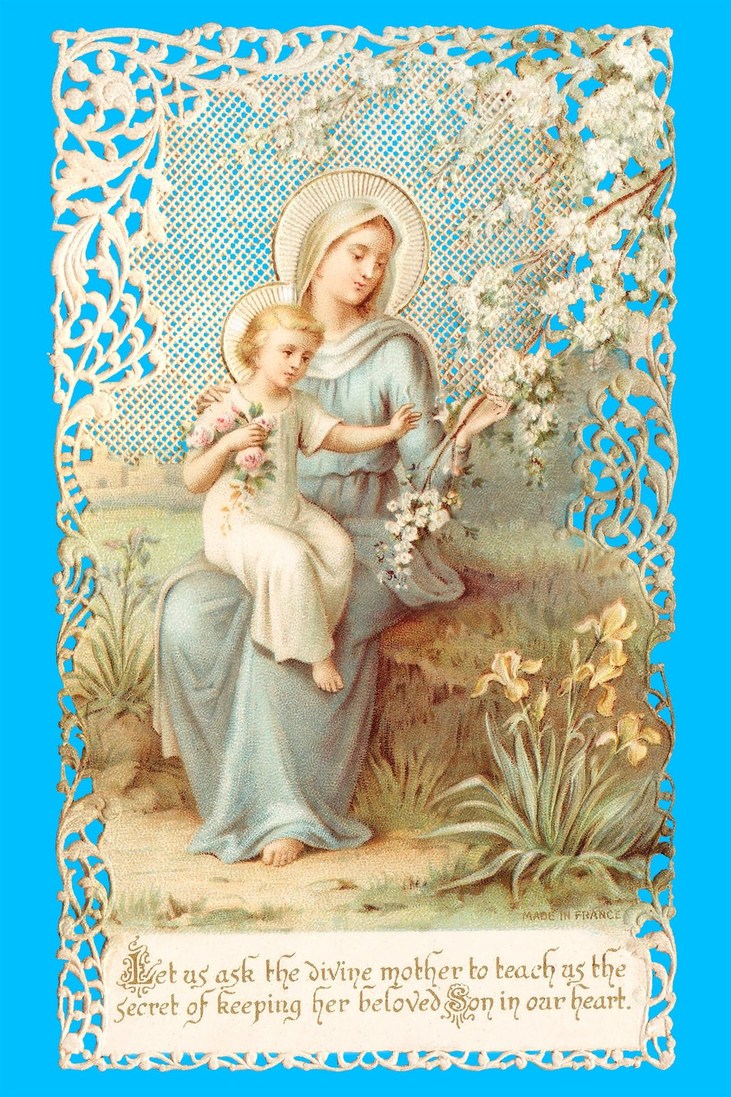 Our Lady and Christ Child Vintage Holy Card T-Shirt - Catholicamtees