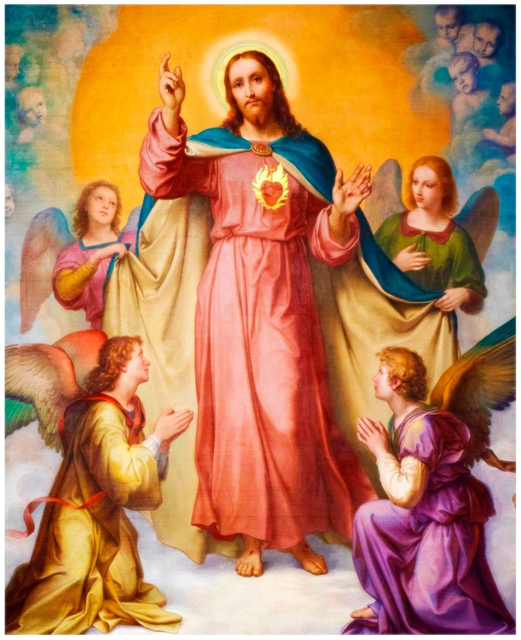 Sacred Heart of Jesus with attending Angels T-Shirt - Catholicamtees