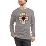 Load image into Gallery viewer, Sacred Heart of Jesus with Cross Long Sleeve Tee - Catholicamtees
