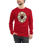 Load image into Gallery viewer, Sacred Heart of Jesus with Cross Long Sleeve Tee - Catholicamtees
