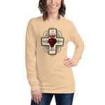 Load image into Gallery viewer, Sacred Heart of Jesus with Cross Long Sleeve Tee - Catholicamtees
