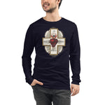 Load image into Gallery viewer, Sacred Heart of Jesus with Cross Long Sleeve Tee - Catholicamtees
