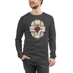 Load image into Gallery viewer, Sacred Heart of Jesus with Cross Long Sleeve Tee - Catholicamtees
