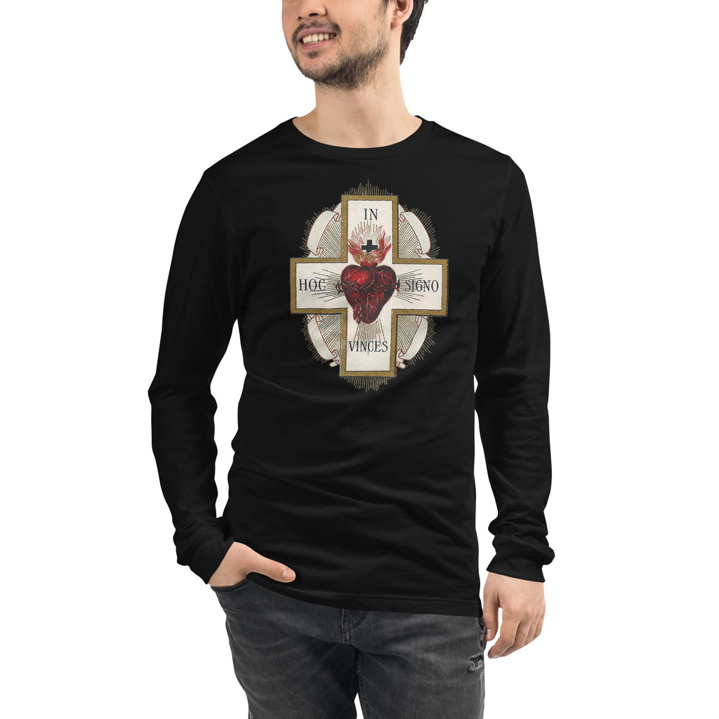 Sacred Heart of Jesus with Cross Long Sleeve Tee - Catholicamtees