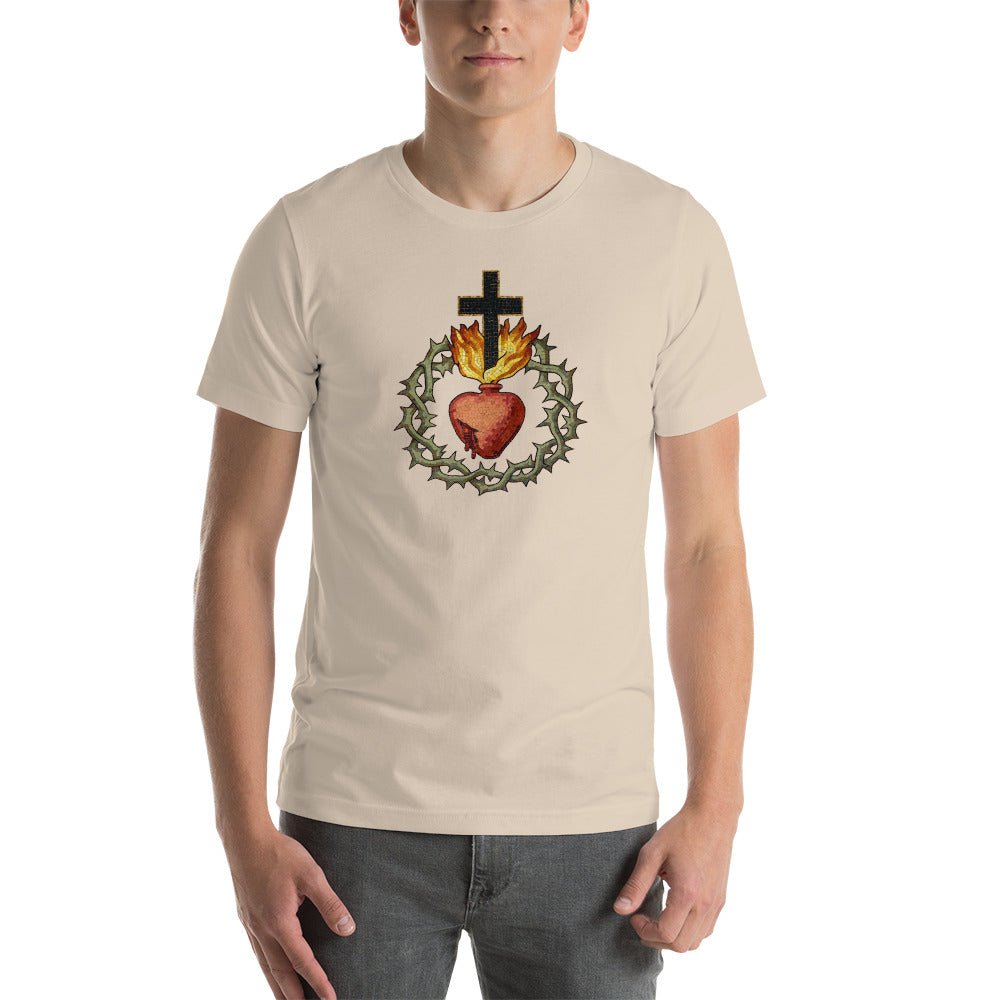 Sacred Heart of Jesus with Crown of Thorns Mosaic T-Shirt - Catholicamtees