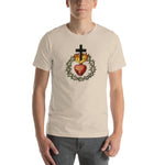 Load image into Gallery viewer, Sacred Heart of Jesus with Crown of Thorns Mosaic T-Shirt - Catholicamtees
