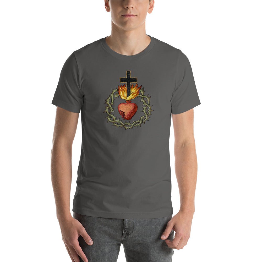 Sacred Heart of Jesus with Crown of Thorns Mosaic T-Shirt - Catholicamtees