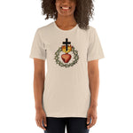 Load image into Gallery viewer, Sacred Heart of Jesus with Crown of Thorns Mosaic T-Shirt - Catholicamtees
