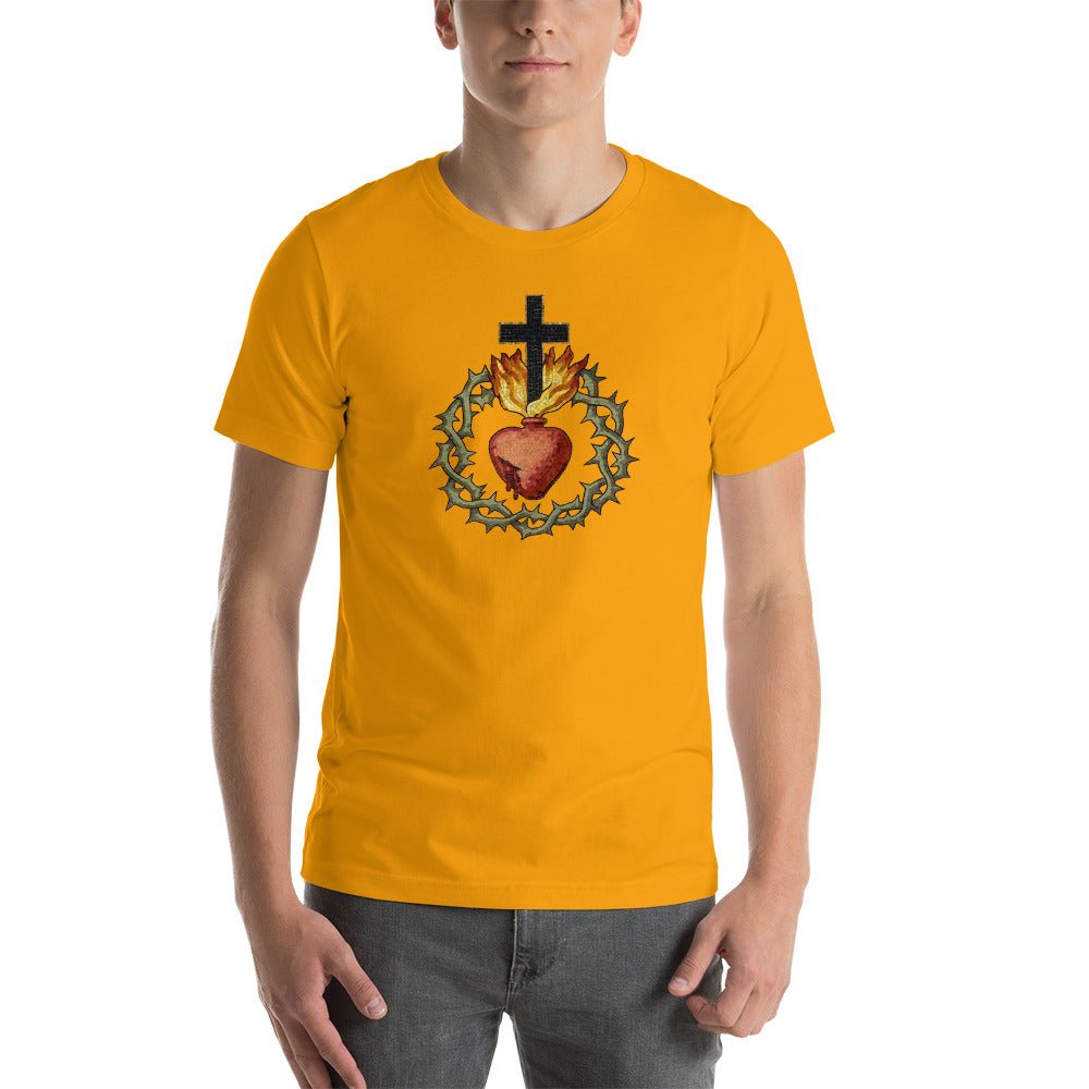 Sacred Heart of Jesus with Crown of Thorns Mosaic T-Shirt - Catholicamtees