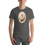 Load image into Gallery viewer, Sacred Heart of Jesus with Doves and Violets Holy Card T-Shirt - Catholicamtees
