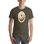 Load image into Gallery viewer, Sacred Heart of Jesus with Doves and Violets Holy Card T-Shirt - Catholicamtees
