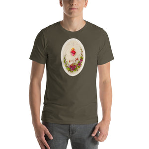 Sacred Heart of Jesus with Doves and Violets Holy Card T-Shirt - Catholicamtees