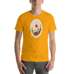 Load image into Gallery viewer, Sacred Heart of Jesus with Doves and Violets Holy Card T-Shirt - Catholicamtees
