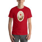 Load image into Gallery viewer, Sacred Heart of Jesus with Doves and Violets Holy Card T-Shirt - Catholicamtees
