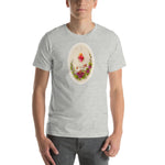Load image into Gallery viewer, Sacred Heart of Jesus with Doves and Violets Holy Card T-Shirt - Catholicamtees
