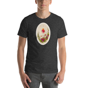 Sacred Heart of Jesus with Doves and Violets Holy Card T-Shirt - Catholicamtees