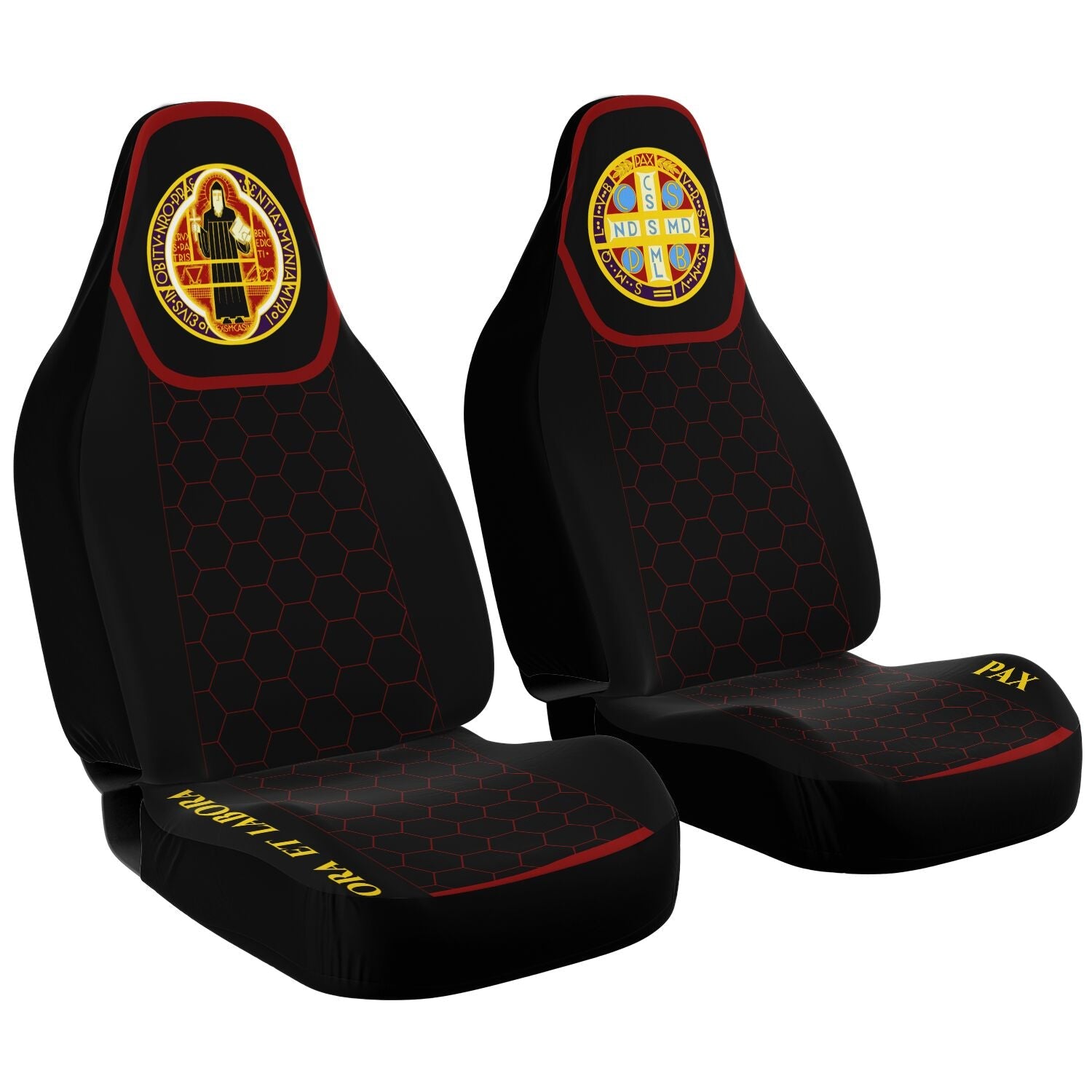 Saint Benedict Medal Car Seat Covers - Catholicamtees