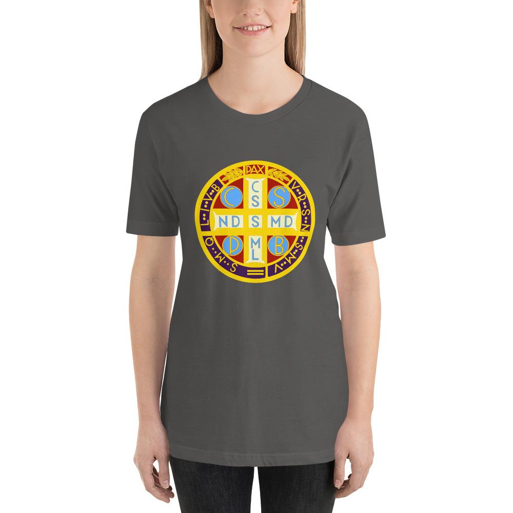 Saint Benedict Medal - The Holy Cross of Our Father Benedict Soft and Lightweight Unisex T-Shirt - Catholicamtees