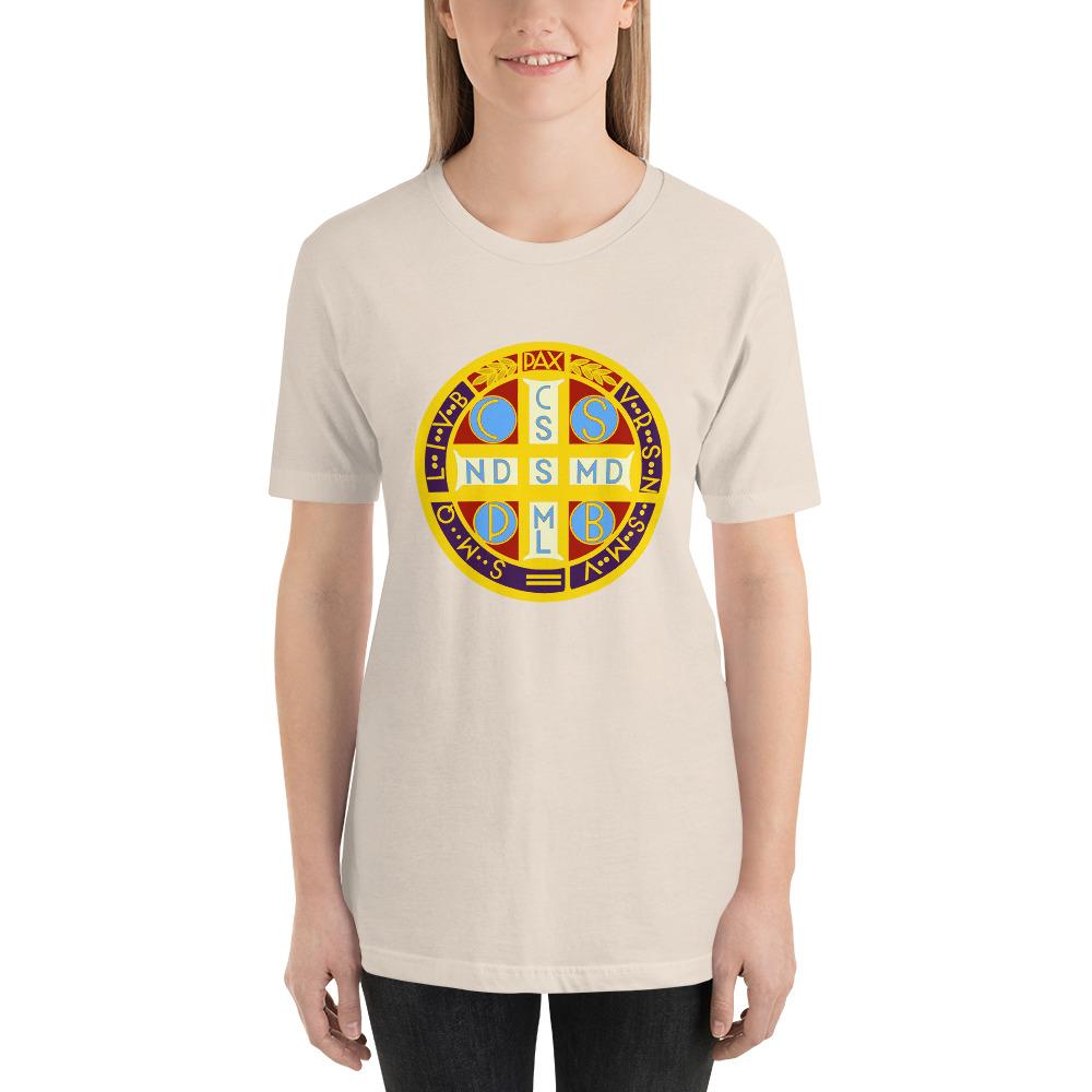 Saint Benedict Medal - The Holy Cross of Our Father Benedict Soft and Lightweight Unisex T-Shirt - Catholicamtees