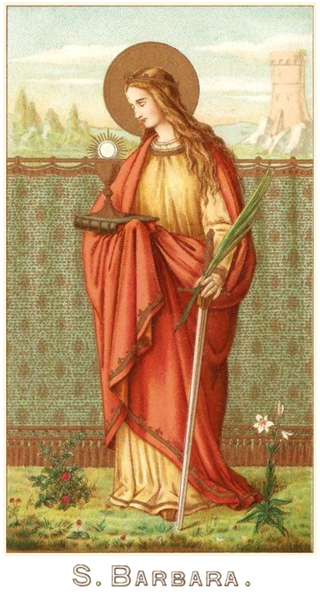 St. Barbara Vintage Holy Card T-Shirt - Catholicamtees