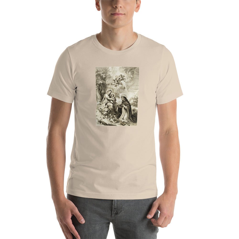 St. Dominic's Vision of Our Lady of the Rosary and the Christ Child T-Shirt - Catholicamtees