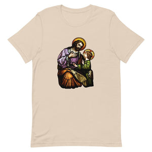 St. Joseph with Christ Child Stained Glass Window T-Shirt - Catholicamtees