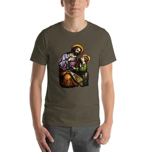 St. Joseph with Christ Child Stained Glass Window T-Shirt - Catholicamtees