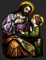 Load image into Gallery viewer, St. Joseph with Christ Child Stained Glass Window T-Shirt - Catholicamtees
