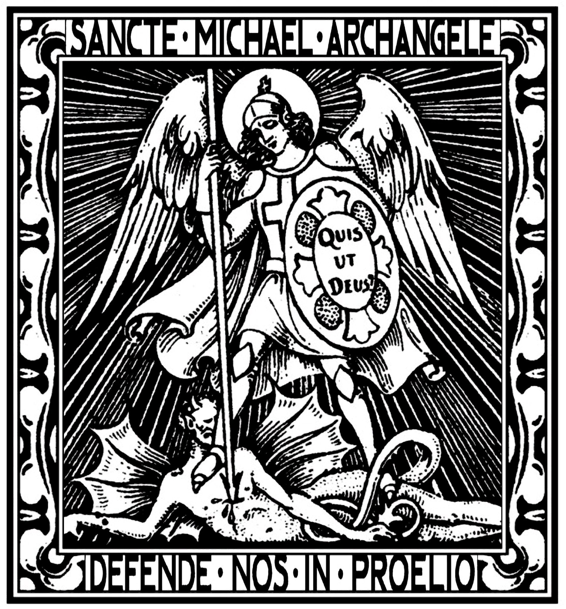 St. Michael the Archangel Woodcut T-Shirt - Catholicamtees