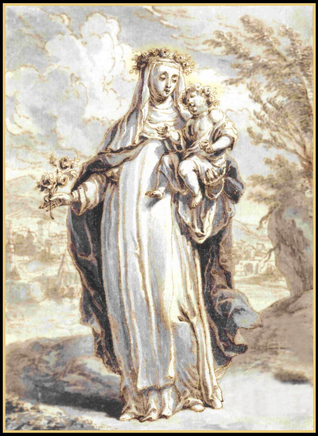 St. Rose of Lima Artistic Sketch T-Shirt - Catholicamtees