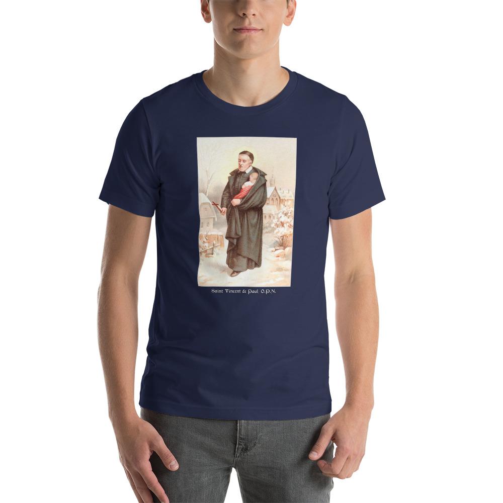 St. Vincent de Paul in Winter Holy Card T-Shirt - Catholicamtees