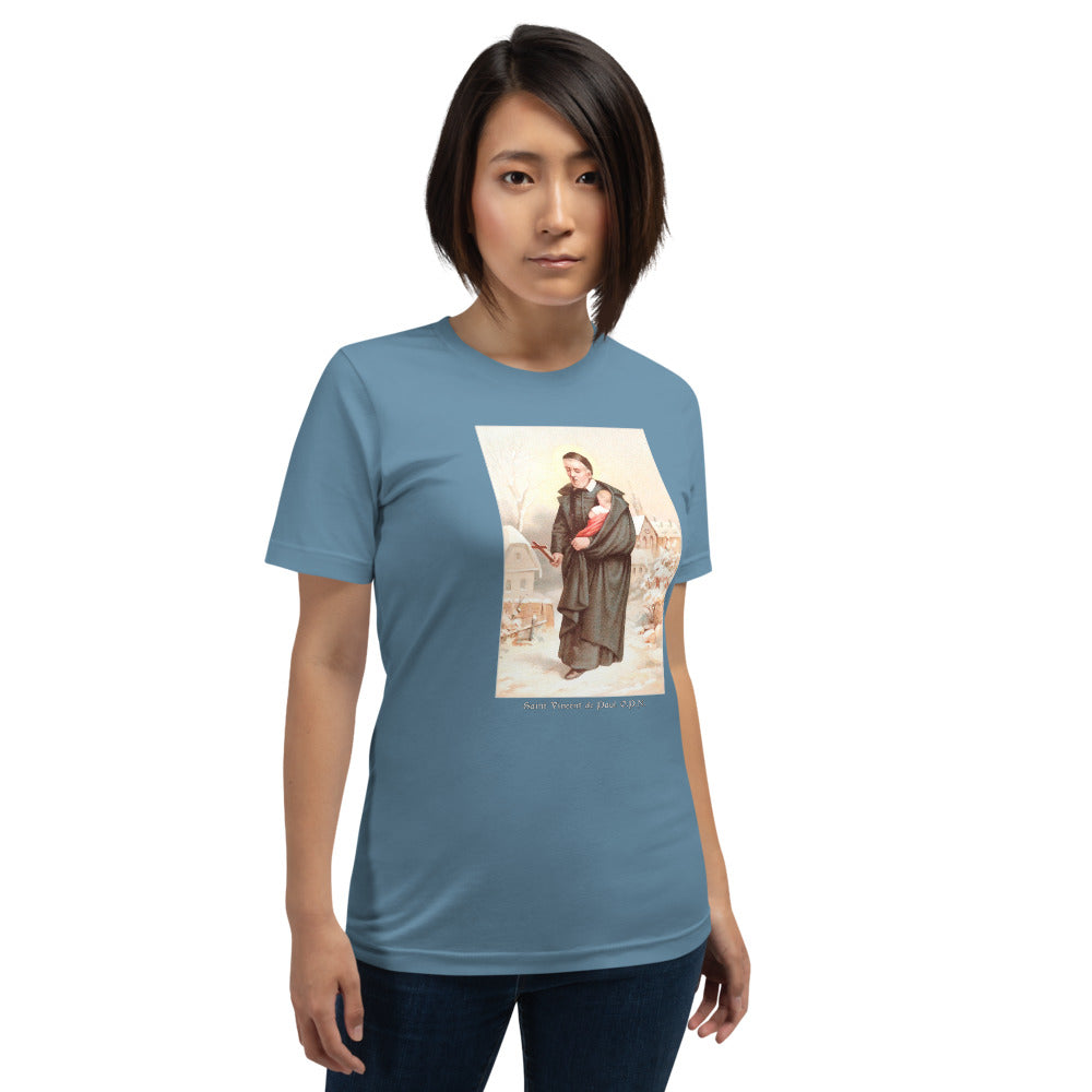 St. Vincent de Paul in Winter Holy Card T-Shirt